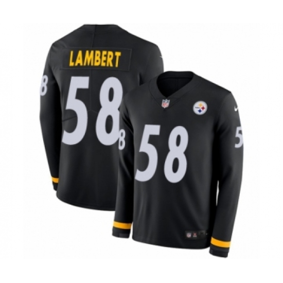 Youth Nike Pittsburgh Steelers 58 Jack Lambert Limited Black Therma Long Sleeve NFL Jersey