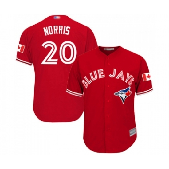 Men's Toronto Blue Jays 20 Bud Norris Replica Scarlet Alternate Cool Base Baseball Jersey