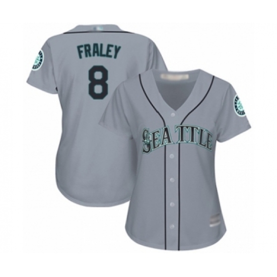 Women's Seattle Mariners 8 Jake Fraley Authentic Grey Road Cool Base Baseball Player Jersey