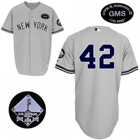 Men's Majestic New York Yankees 42 Mariano Rivera Replica Grey GMS "The Boss" MLB Jersey