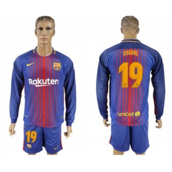 Barcelona 19 Digne Home Long Sleeves Soccer Club Jersey