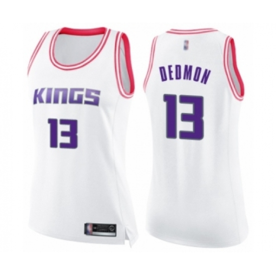 Women's Sacramento Kings 13 Dewayne Dedmon Swingman White Pink Fashion Basketball Jersey