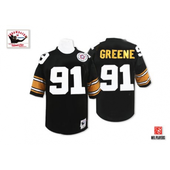 Mitchell And Ness Pittsburgh Steelers 91 Kevin Greene Black Team Color Authentic NFL Jersey