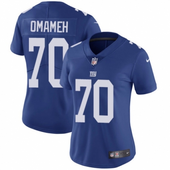 Women's Nike New York Giants 70 Patrick Omameh Royal Blue Team Color Vapor Untouchable Elite Player NFL Jersey