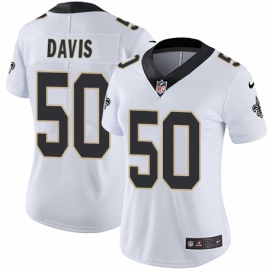 Women's Nike New Orleans Saints 50 DeMario Davis White Vapor Untouchable Limited Player NFL Jersey
