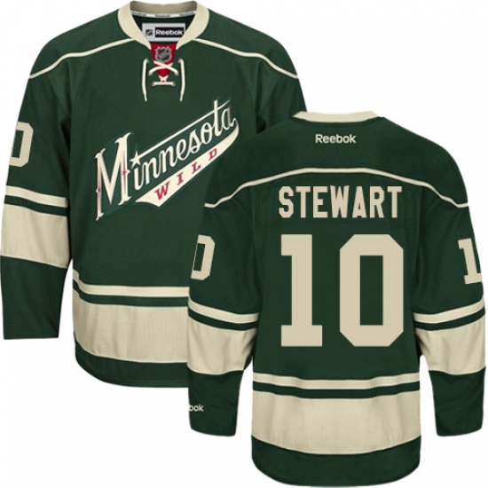 Men's Reebok Minnesota Wild 10 Chris Stewart Authentic Green Third NHL Jersey