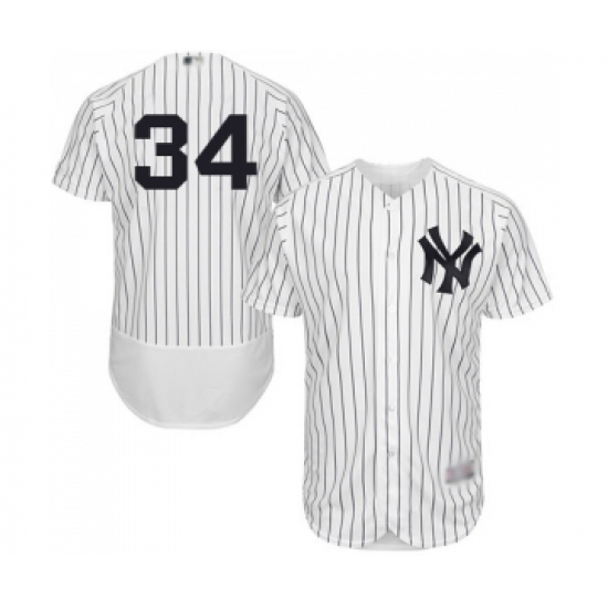 Men's New York Yankees 34 J.A. Happ White Home Flex Base Authentic Collection Baseball Jersey