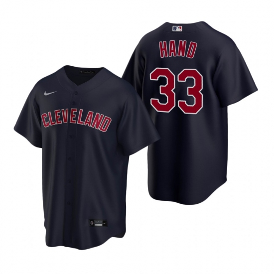 Men's Nike Cleveland Indians 33 Brad Hand Navy Alternate Stitched Baseball Jersey