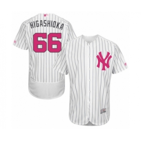 Men's New York Yankees 66 Kyle Higashioka Authentic White 2016 Mother's Day Fashion Flex Base Baseball Player Jersey