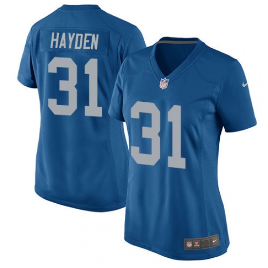 Women's Nike Detroit Lions 31 D.J. Hayden Game Blue Alternate NFL Jersey