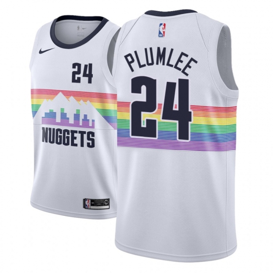 Men NBA 2018-19 Denver Nuggets 24 Mason Plumlee City Edition White Jersey