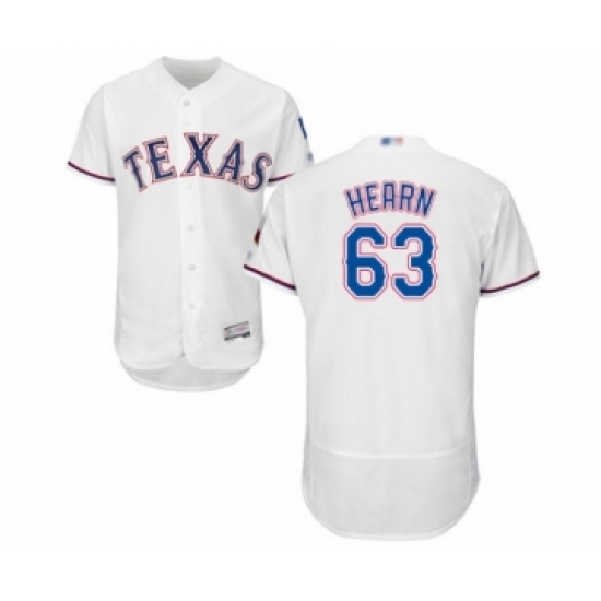 Men's Texas Rangers 63 Taylor Hearn White Home Flex Base Authentic Collection Baseball Player Jersey