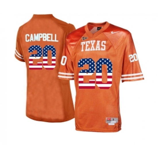 Texas Longhorns 20 Earl Campbell Orange College Football Throwback Jersey