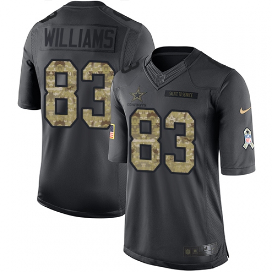Youth Nike Dallas Cowboys 83 Terrance Williams Limited Black 2016 Salute to Service NFL Jersey