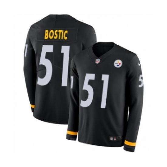 Youth Nike Pittsburgh Steelers 51 Jon Bostic Limited Black Therma Long Sleeve NFL Jersey