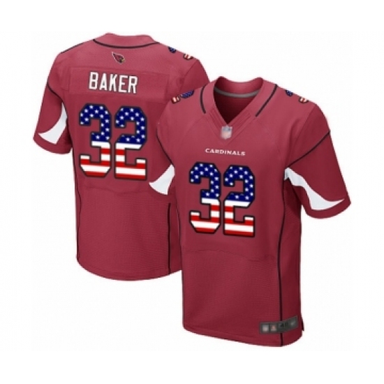 Men's Arizona Cardinals 32 Budda Baker Elite Red Home USA Flag Fashion Football Jersey