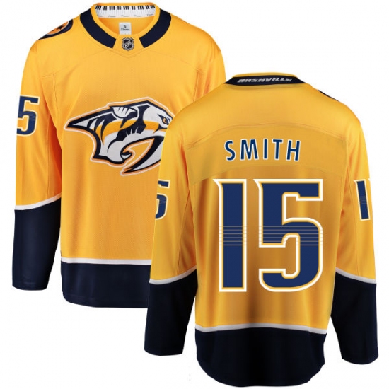 Men's Nashville Predators 15 Craig Smith Fanatics Branded Gold Home Breakaway NHL Jersey