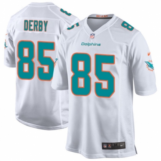 Men's Nike Miami Dolphins 85 A.J. Derby Game White NFL Jersey