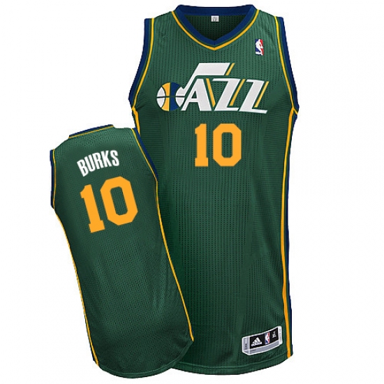 Men's Adidas Utah Jazz 10 Alec Burks Authentic Green Alternate NBA Jersey
