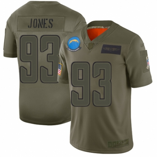 Men's Los Angeles Chargers 93 Justin Jones Limited Camo 2019 Salute to Service Football Jersey
