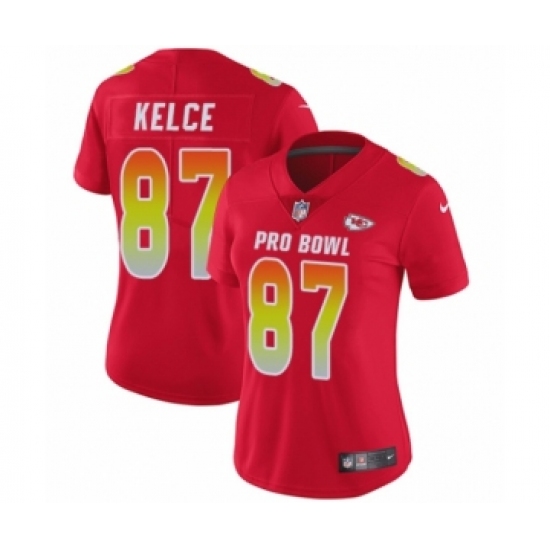 Women's Nike Kansas City Chiefs 87 Travis Kelce Limited Red AFC 2019 Pro Bowl NFL Jersey