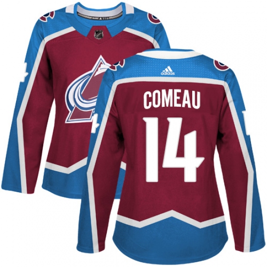 Women's Adidas Colorado Avalanche 14 Blake Comeau Authentic Burgundy Red Home NHL Jersey
