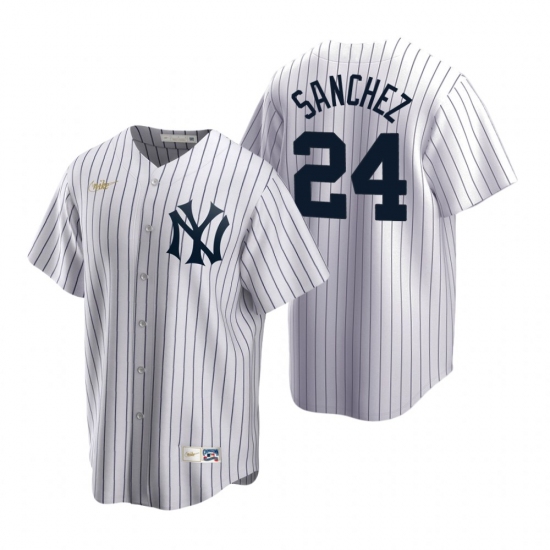 Men's Nike New York Yankees 24 Gary Sanchez White Cooperstown Collection Home Stitched Baseball Jersey
