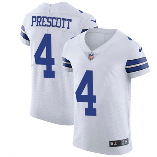 Men's Nike Dallas Cowboys 4 Dak Prescott Elite White NFL Jersey