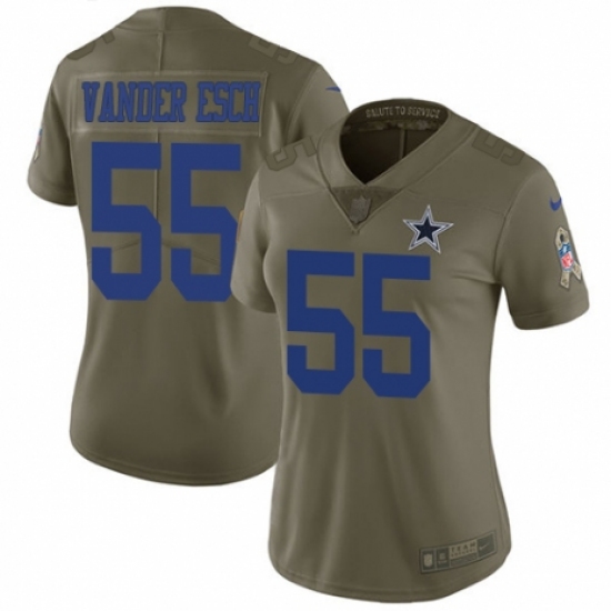 Women's Nike Dallas Cowboys 55 Leighton Vander Esch Limited Olive 2017 Salute to Service NFL Jersey