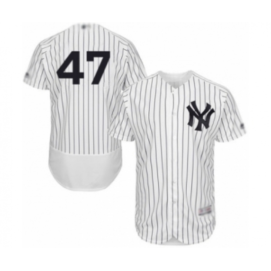 Men's New York Yankees 47 Jordan Montgomery White Home Flex Base Authentic Collection Baseball Player Jersey