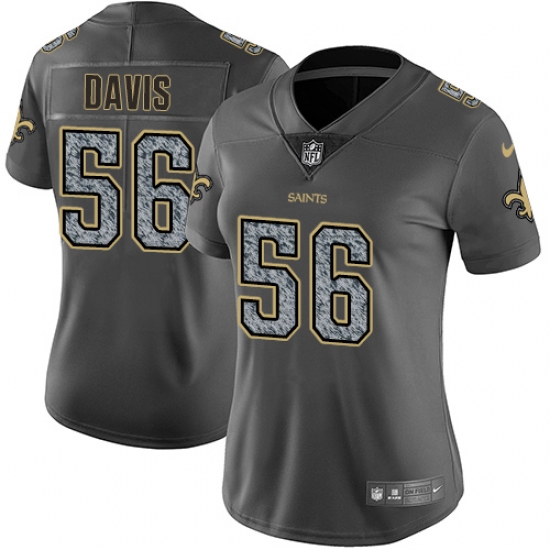 Women's Nike New Orleans Saints 56 DeMario Davis Gray Static Vapor Untouchable Limited NFL Jersey