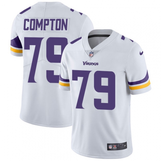 Men's Nike Minnesota Vikings 79 Tom Compton White Vapor Untouchable Limited Player NFL Jersey