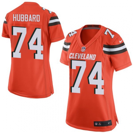 Women's Nike Cleveland Browns 74 Chris Hubbard Game Orange Alternate NFL Jersey