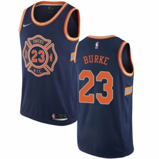 Men's Nike New York Knicks 23 Trey Burke Authentic Navy Blue NBA Jersey - City Edition