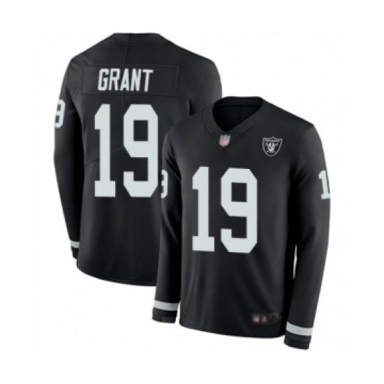Men's Oakland Raiders 19 Ryan Grant Limited Black Therma Long Sleeve Football Jersey