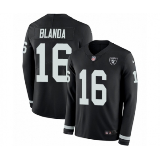 Men's Nike Oakland Raiders 16 George Blanda Limited Black Therma Long Sleeve NFL Jersey