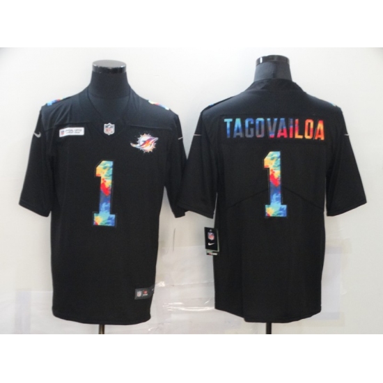 Men's Miami Dolphins 1 Tua Tagovailoa Rainbow Version Nike Limited Jersey