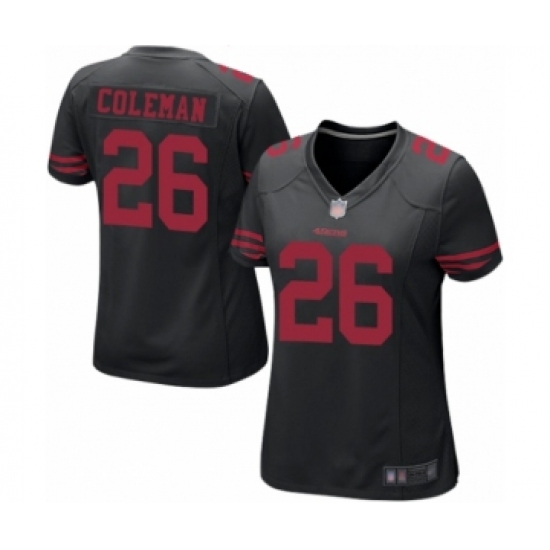 Women's San Francisco 49ers 26 Tevin Coleman Game Black Football Jersey