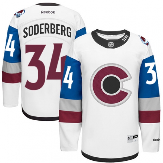 Men's Reebok Colorado Avalanche 34 Carl Soderberg Authentic White 2016 Stadium Series NHL Jersey
