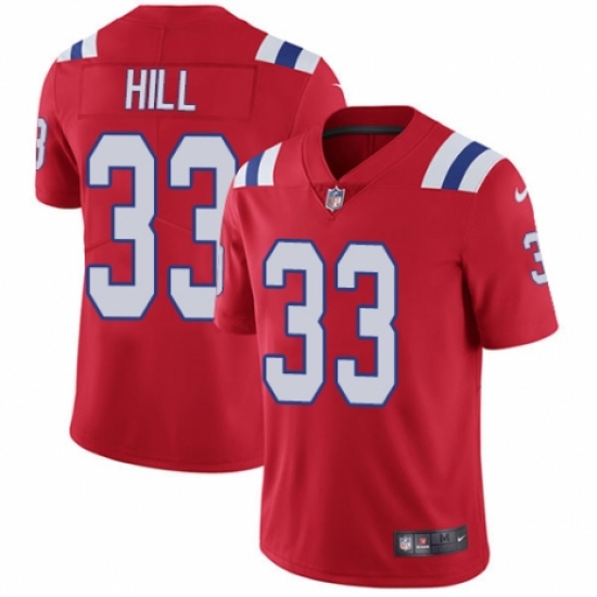 Men's Nike New England Patriots 33 Jeremy Hill Red Alternate Vapor Untouchable Limited Player NFL Jersey