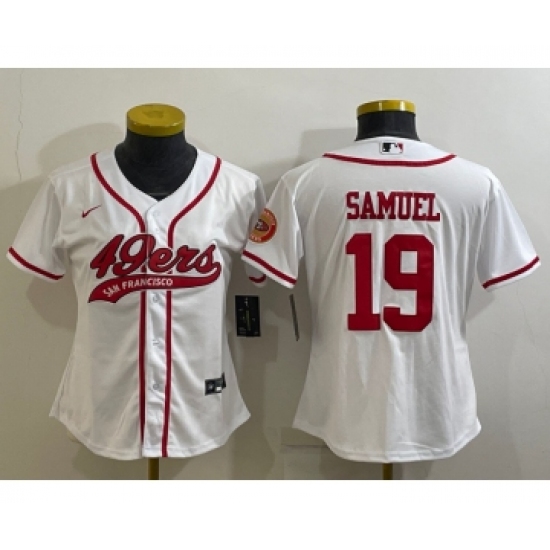 Women's San Francisco 49ers 19 Deebo Samuel White With Patch Cool Base Stitched Baseball Jersey