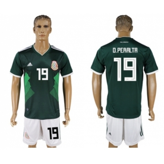 Mexico 19 O.Peralta Green Home Soccer Country Jersey