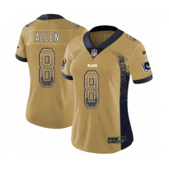 Women's Nike Los Angeles Rams 8 Brandon Allen Limited Gold Rush Drift Fashion NFL Jersey