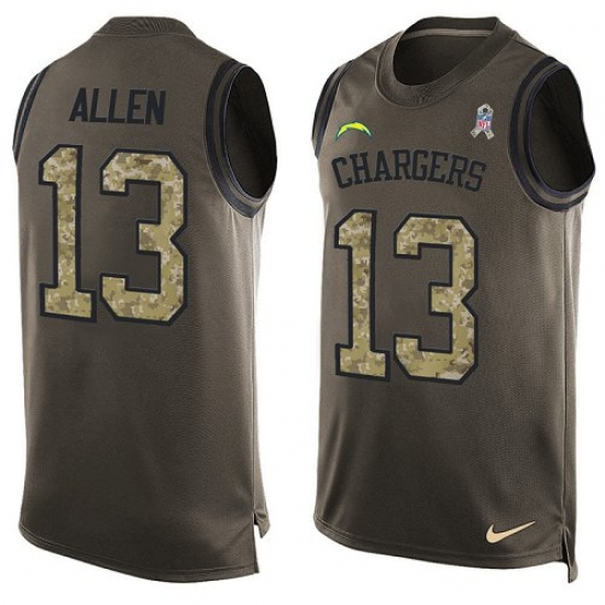 Men's Nike Los Angeles Chargers 13 Keenan Allen Limited Green Salute to Service Tank Top NFL Jersey