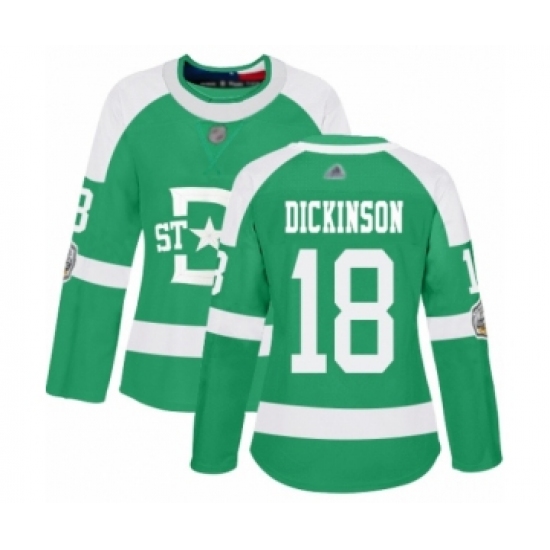 Women's Dallas Stars 18 Jason Dickinson Authentic Green 2020 Winter Classic Hockey Jersey