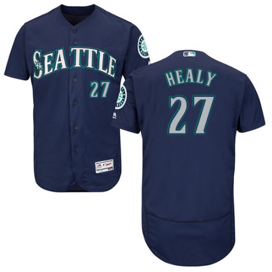 Men's Majestic Seattle Mariners 27 Ryon Healy Navy Blue Alternate Flex Base Authentic Collection MLB Jersey