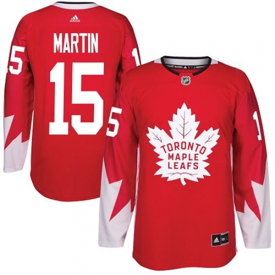 Men's Reebok Toronto Maple Leafs 15 Matt Martin Authentic Red Alternate NHL Jersey