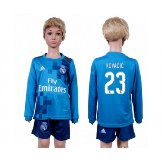 Real Madrid 23 Kovacic Sec Away Long Sleeves Kid Soccer Club Jersey