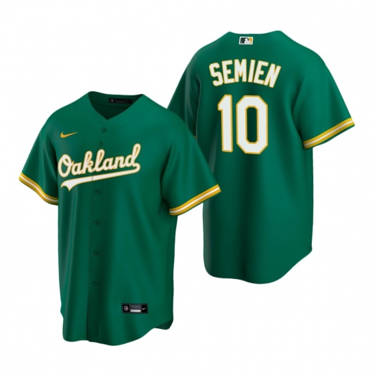 Men's Nike Oakland Athletics 10 Marcus Semien Green Alternate Stitched Baseball Jersey