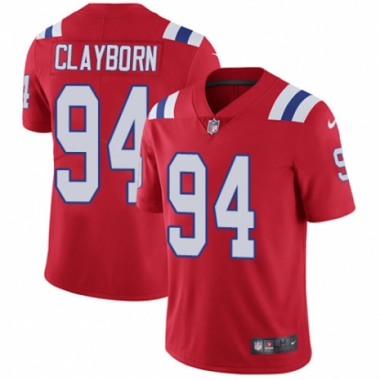 Men's Nike New England Patriots 94 Adrian Clayborn Red Alternate Vapor Untouchable Limited Player NFL Jersey